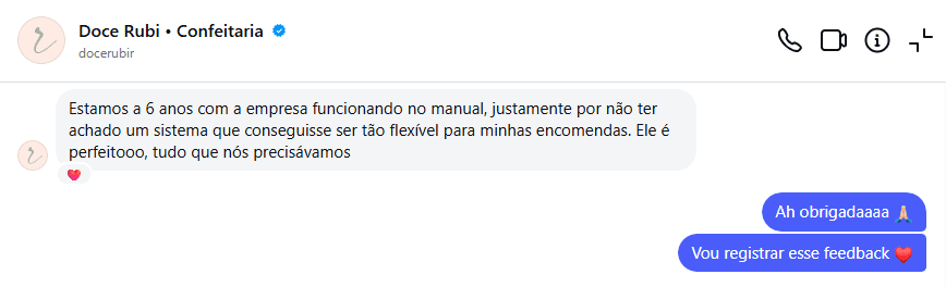 Depoimento 5 de cliente do Doceria Pro